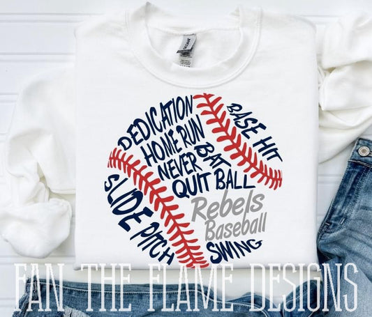 Rebels Baseball tee/sweatshirt