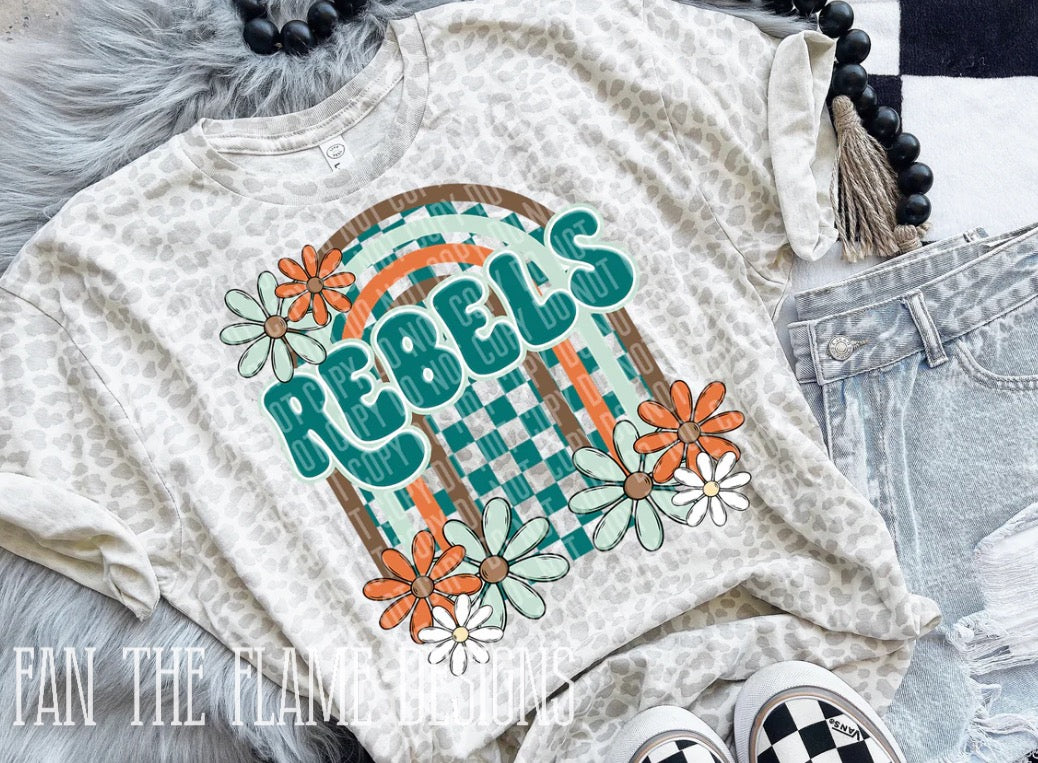 Floral Arch Mascot Rebels tee