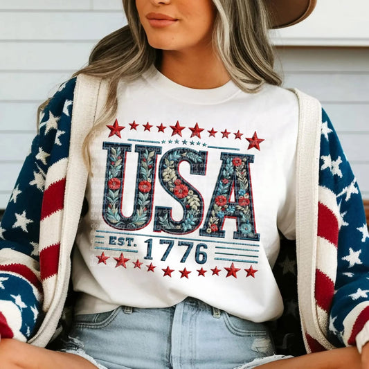 USA est 1776 tee/tank