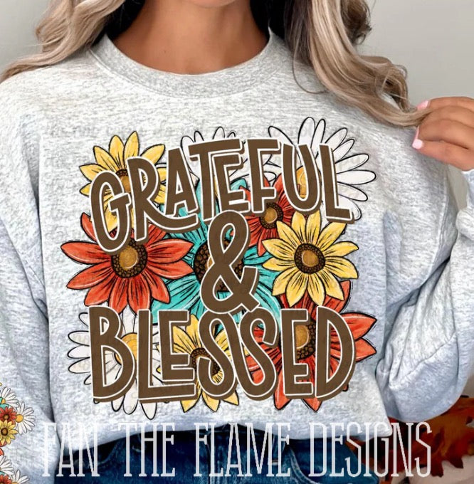 Grateful & blessed floral tee/sweatshirt