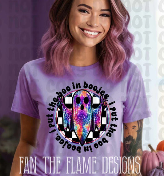 I put the boo in boogie holographic ghost tee/sweatshirt