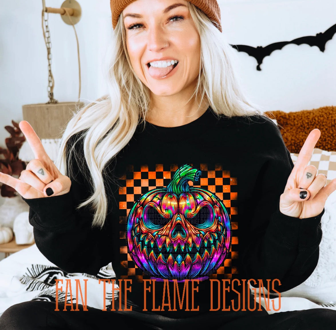 Neon Scary Pumpkin tee/sweatshirt