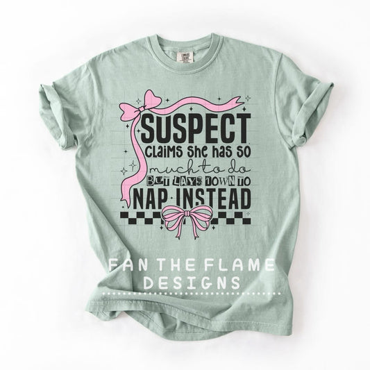 Suspect lays down to take a nap tee/tank