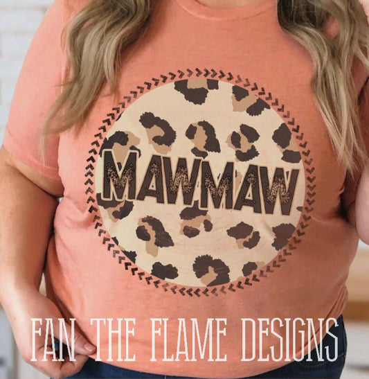 Leopard Mawmaw with hearts tee/sweatshirt