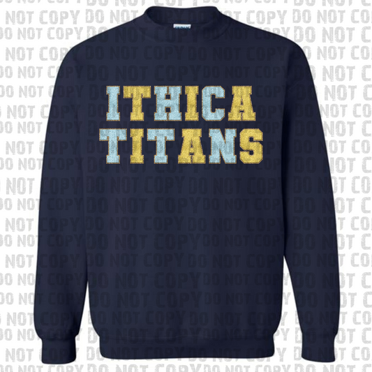 Faux Chenille Ithica Titans tee/sweatshirt