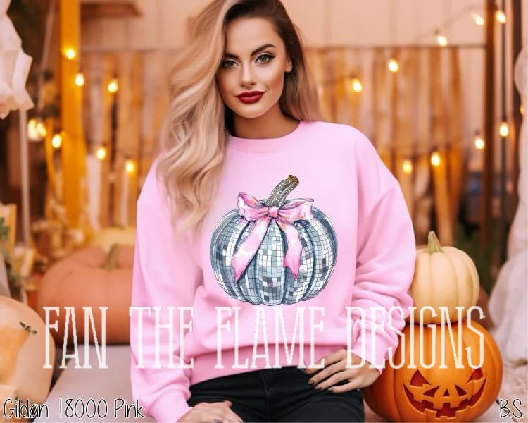 Silver Disco Pink Bow Pumpkin tee/sweatshirt