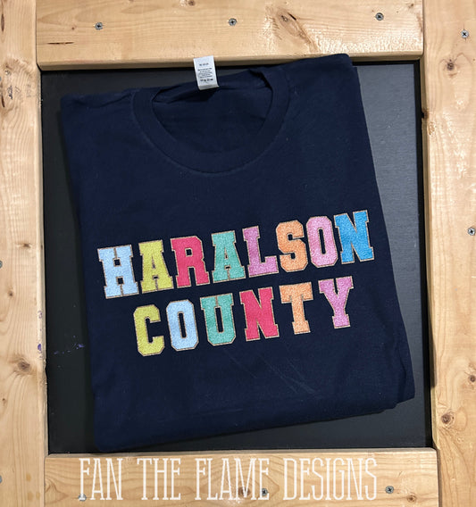 Faux Chenille Haralson County tee/sweatshirt