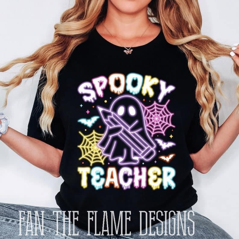 Spooky teacher neon ghost tee/sweatshirt