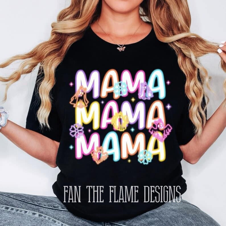 Mama stacked neon with ghosts tee/sweatshirt