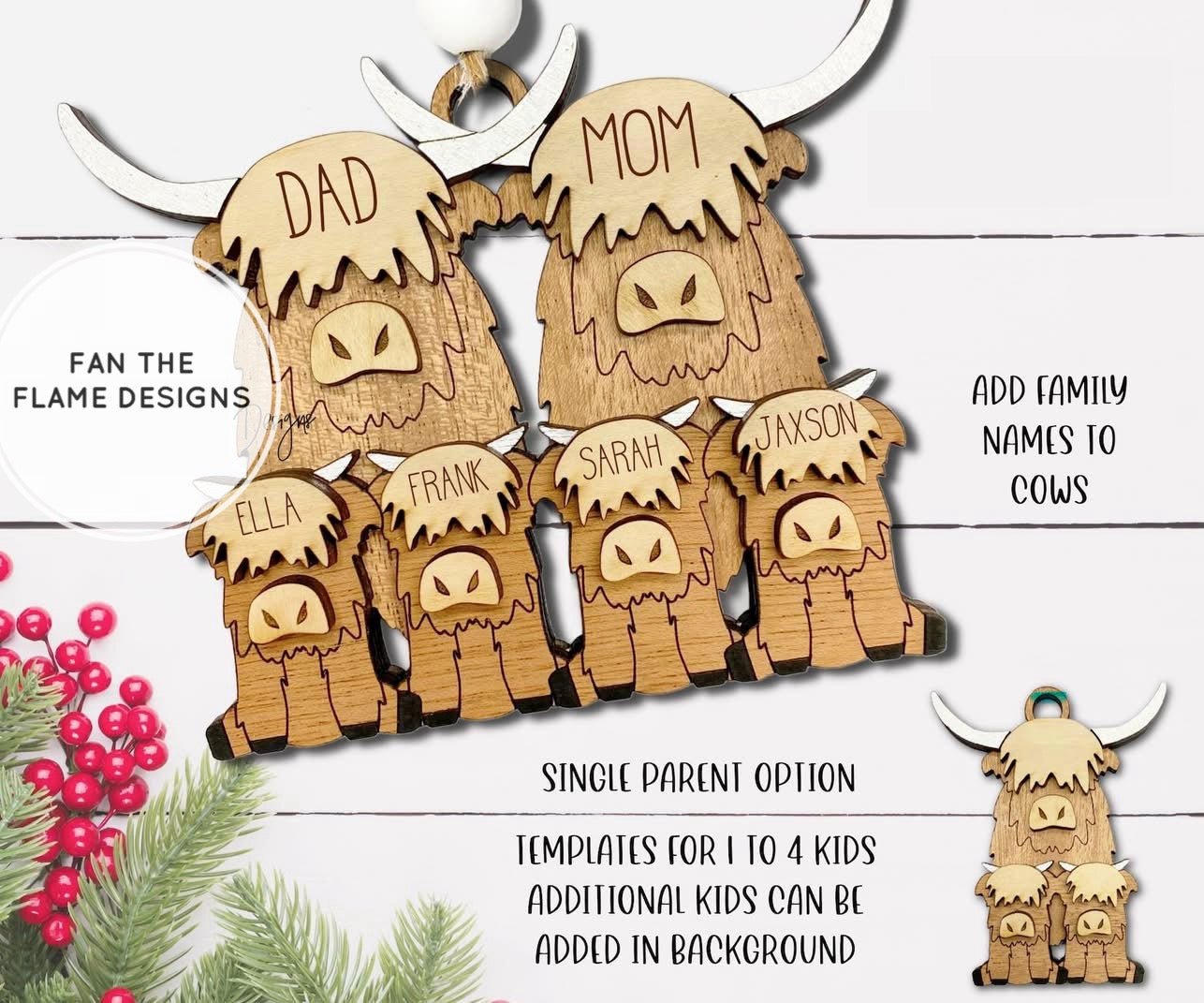 Personalized Highland Cow Ornament