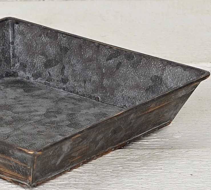 Antique Pewter Metal Square Bowl Container