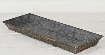 Antique Pewter Metal Rectangle Tray