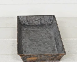 Antique Pewter Metal Rectangle Tray