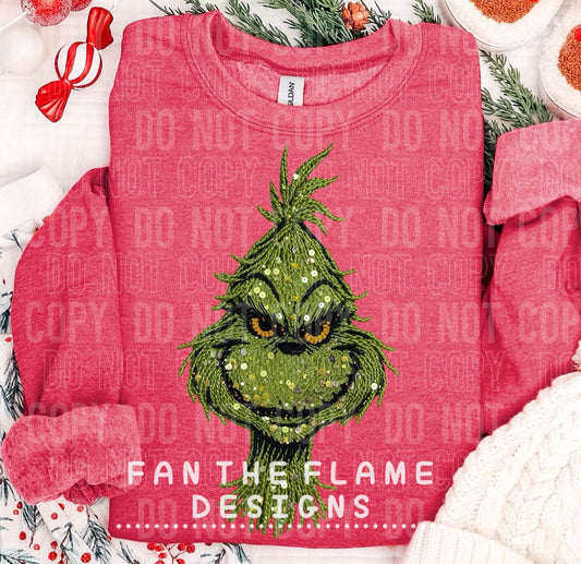 Christmas Faux Yarn Sequin Face Tee/Sweatshirt