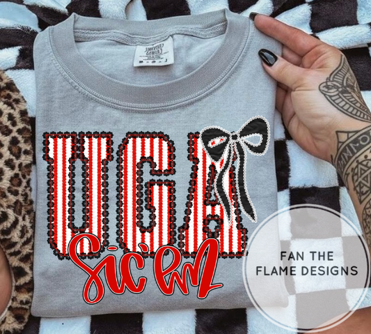 Sic 'Em Pinstripe with Bow Short/Long/Sweatshirt