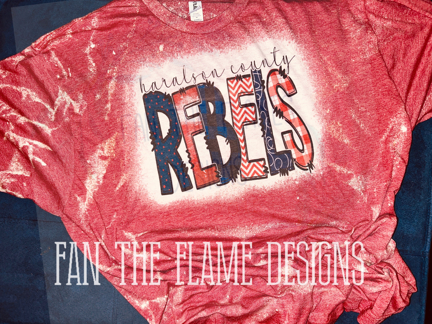 Haralson County Rebels Plaid Bleach Tee