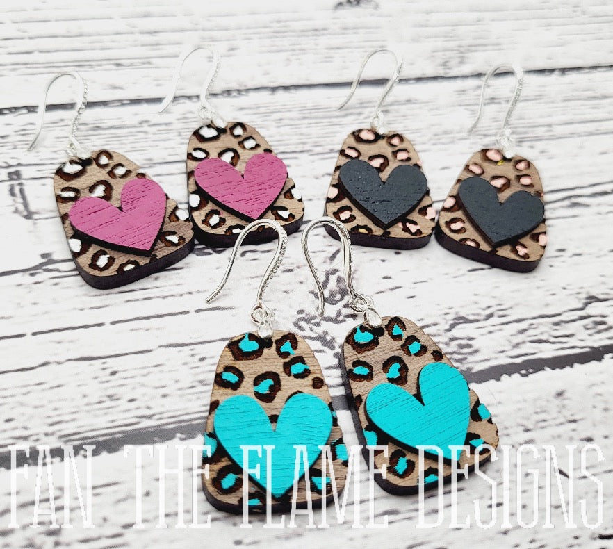 Handmade Leopard Wooden Layered Earrings