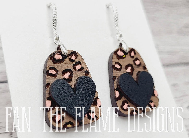 Handmade Leopard Wooden Layered Earrings