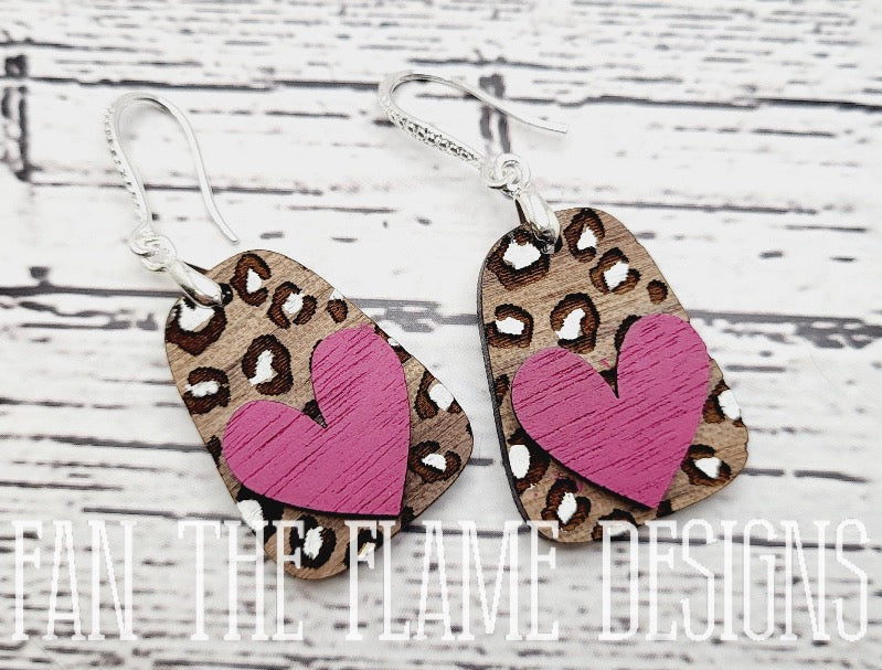 Handmade Leopard Wooden Layered Earrings