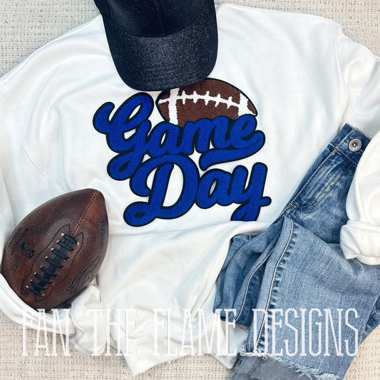 Royal Blue Chenille Game Day Patch Sweatshirt