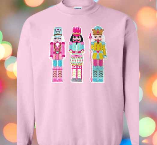 Pastel Nutcracker Chenille White Glitter Tee/Sweatshirt