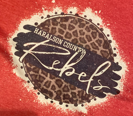 Haralson County Rebels Glitter Bleached Tee