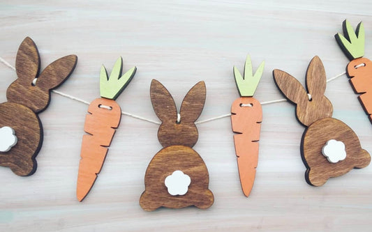 Wooden Handmade Bunny Garland