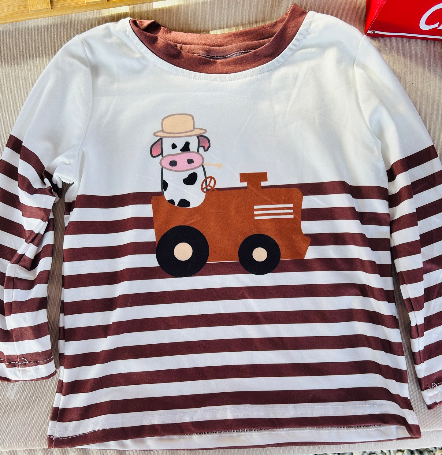 Stripe Cow Long Sleeve Tee