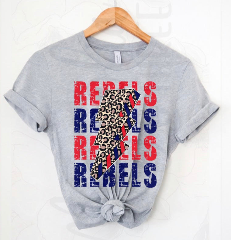 Rebels Lightening Bolt Faux Bleached/Regular Tees