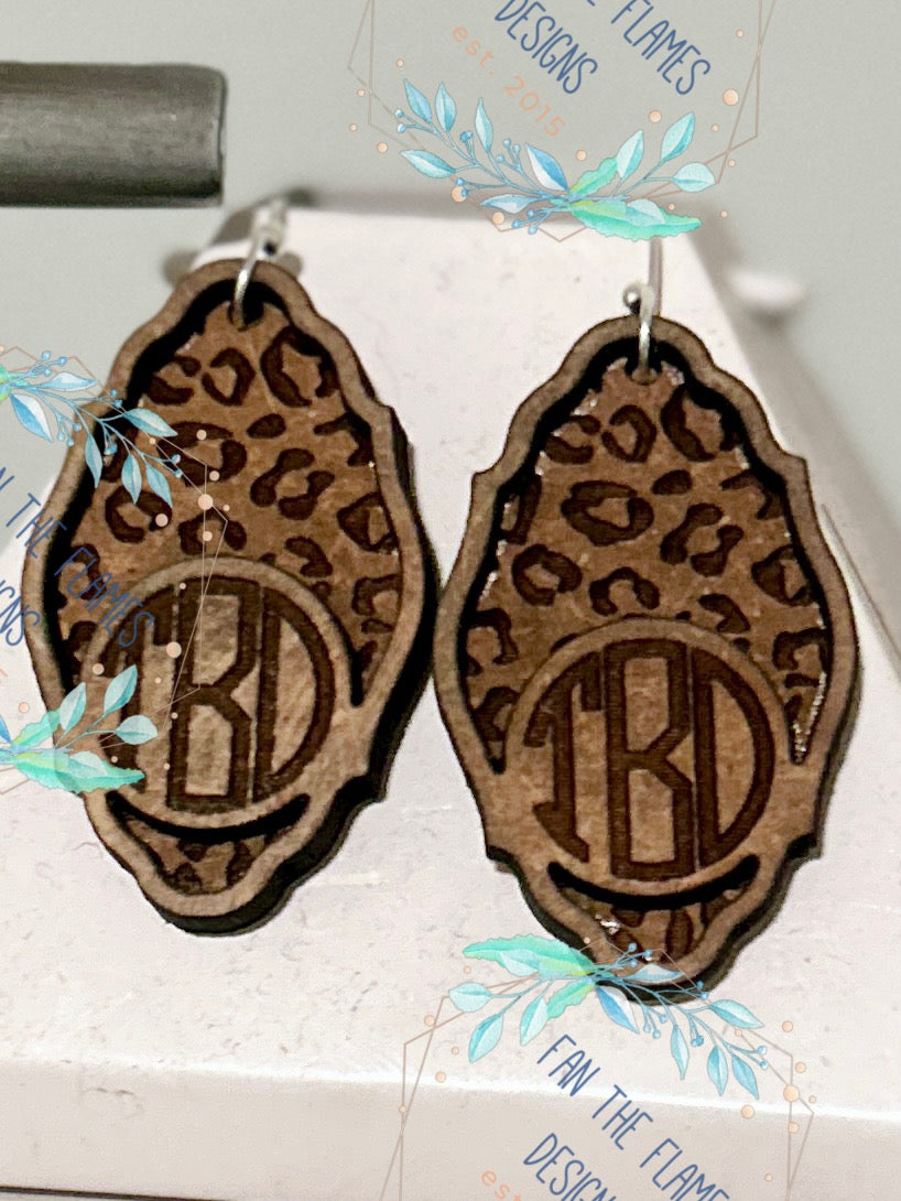 Wooden Monogram Earrings