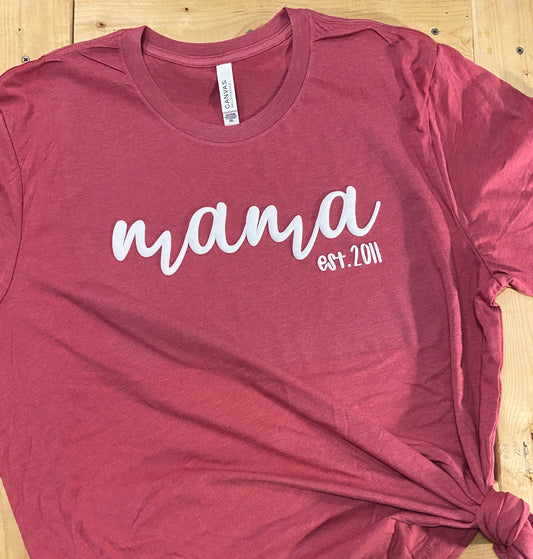 Personalized Mama Puffy Vinyl Tee