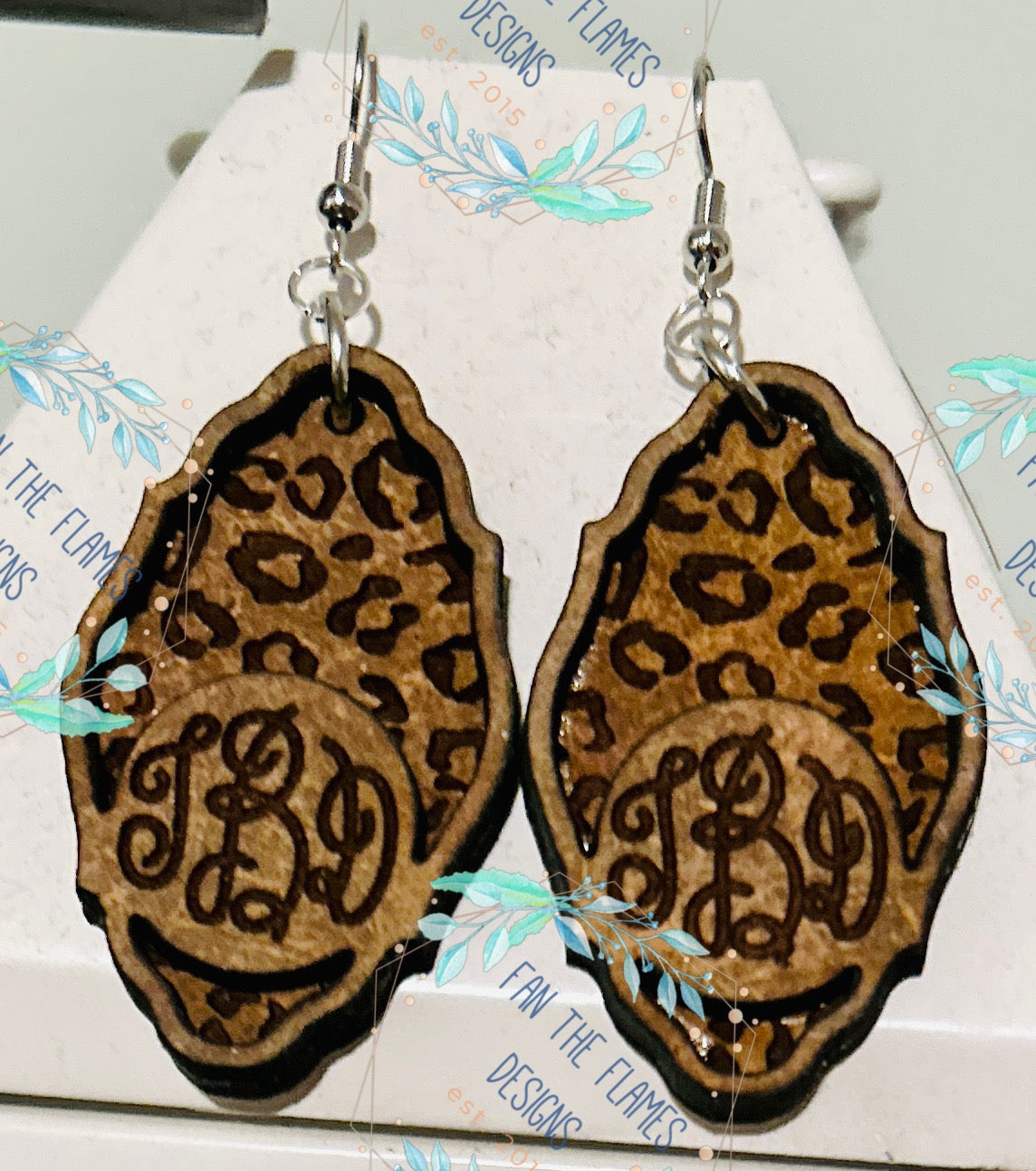 Wooden Monogram Earrings